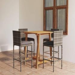 Ensemble de bar de jardin avec coussins 5 pcs Gris
