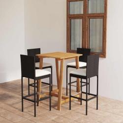 Ensemble de bar de jardin avec coussins 5 pcs Noir