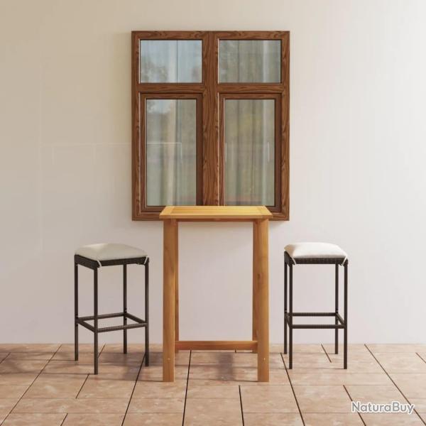 Ensemble de bar de jardin avec coussins 3 pcs Marron