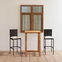 Ensemble de bar de jardin avec coussins 3 pcs Noir