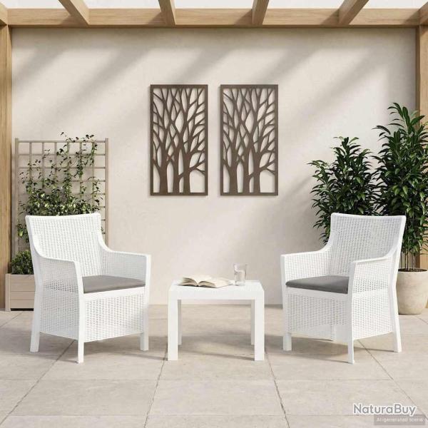 Ensemble salon avec coussin 3 pcs Blanc PP