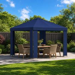 Pavillon 3 x 3 m Bleu Polyester et Acier 190 gsm