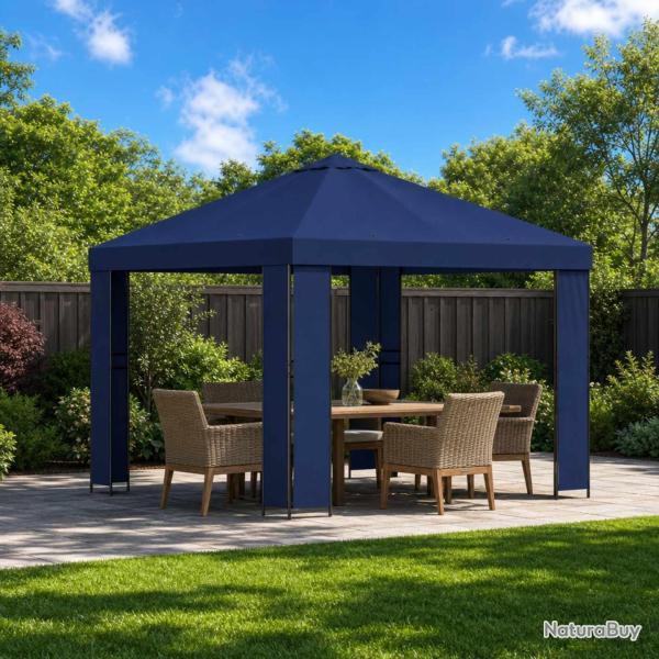 Pavillon 3 x 3 m Bleu Polyester et Acier 190 gsm