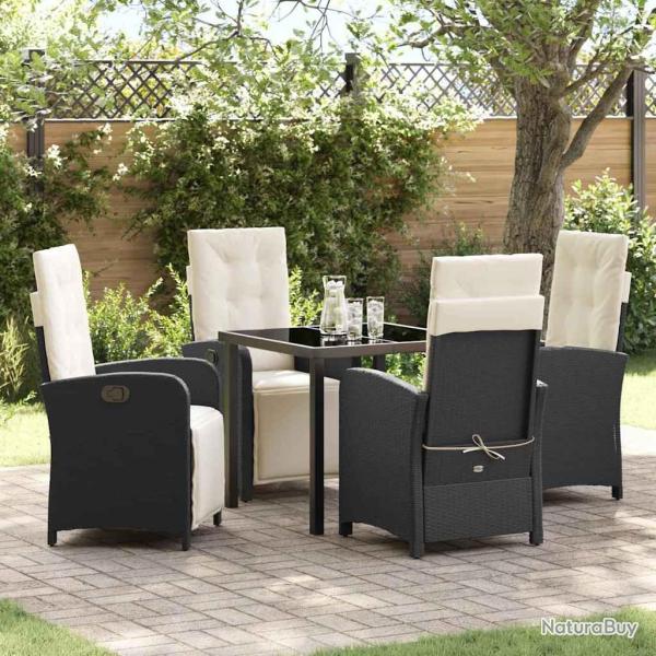Ensemble de salle � manger pour jardin 5 pcs Noir polyrotin
