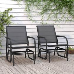 Chaises oscillantes de jardin lot de 2 noir 61x76x87 cm