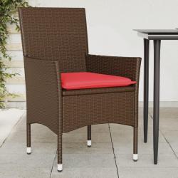 Chaises de jardin avec coussins lot de 2 marron r&eacute;sine tress&eacute;e