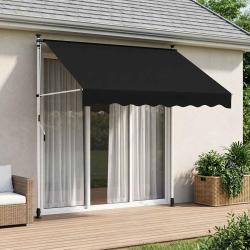 Auvent r&eacute;tractable manuel Noir 350 cm