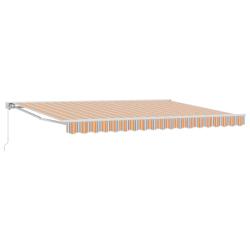 Auvent r&eacute;tractable manuel Orange, Gris, Bleu, Blanc 4,5 &times; 3,5 m