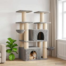 Arbre &agrave; chat avec poteaux &agrave; griffer en sisal 2 pc Gris clair