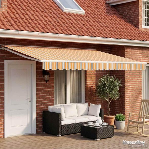 Auvent r�tractable manuel Orange, Gris, Bleu, Blanc 5 � 3,5 m