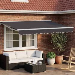 Auvent r&eacute;tractable &eacute;lectrique Anthracite et blanc 3,5 x 2 m