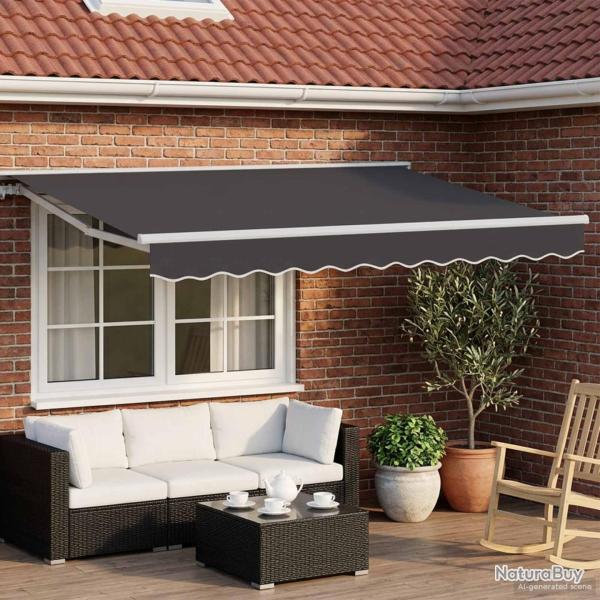 Auvent r�tractable �lectrique Anthracite et blanc 3,5 x 2 m