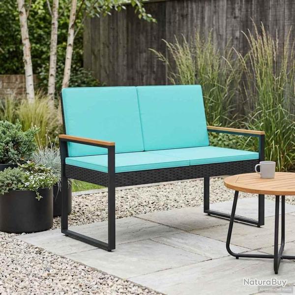 Banc ext�rieur Noir et turquoise 107 x 61 x 80 cm polyrotin