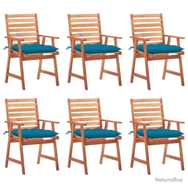 Chaises � manger d'ext�rieur lot de 6 et coussins Acacia massif