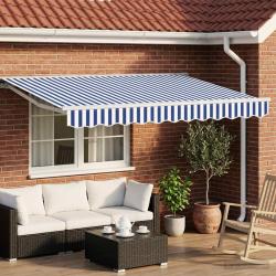 Auvent r&eacute;tractable &eacute;lectrique Bleu et Blanc 3,5 x 2 m