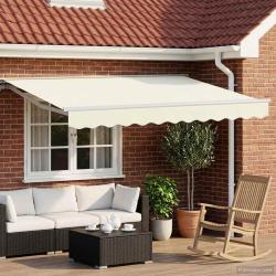 Auvent r&eacute;tractable &eacute;lectrique Cr&egrave;me et Blanc 3,5 x 2 m