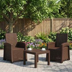 Chaise de jardin inclinable imitant le rotin 2 pcs Marron PP