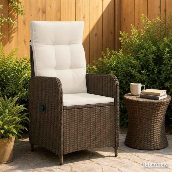 Chaise de jardin inclinable Marron et cr�me blanche