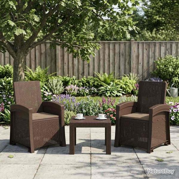 Chaise de jardin inclinable imitant le rotin 2 pcs PP
