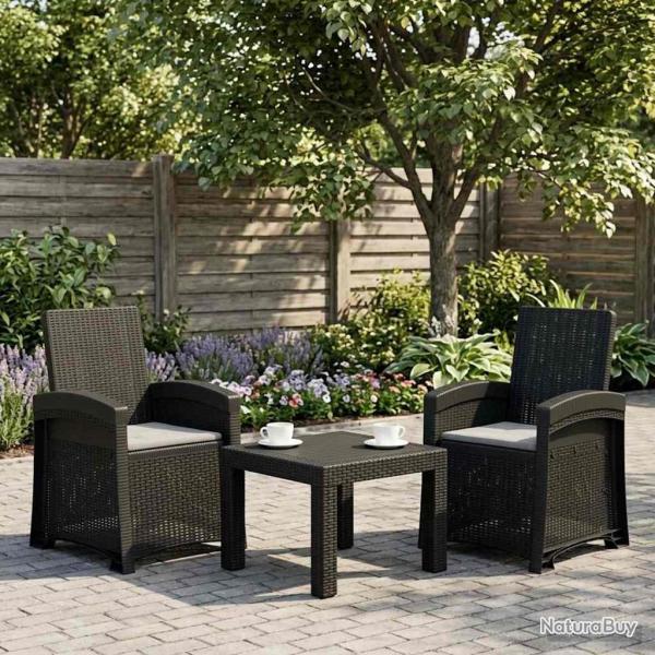 Chaise de jardin inclinable imitant le rotin 2 pcs PP