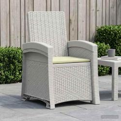 Chaise de jardin inclinable imitant le rotin Blanc et cr&egrave;me PP