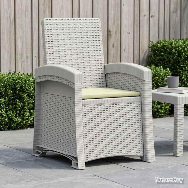 Chaise de jardin inclinable imitant le rotin Blanc et cr�me PP