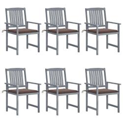 Chaises de jardin et coussins lot de 6 Bois acacia massif Gris