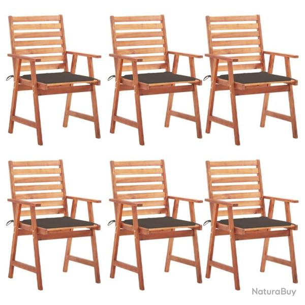 Chaises � manger d'ext�rieur lot de 6 et coussins Acacia massif