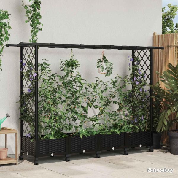 Lit �lev� avec Treillis et Toit Noir 203 x 40 x 127 cm PP