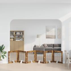 Porte de chien pliable avec supports 6 pcs Ch&ecirc;ne fum&eacute; 482 cm