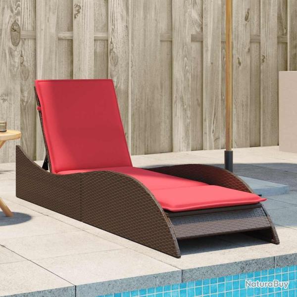 Chaise longue avec coussin Marron 60x205x73 cm R�sine tress�e