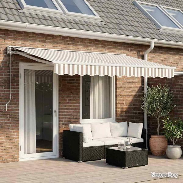 Auvent r�tractable manuel Gris clair et blanc 4,5 � 3 m