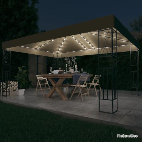 Tonnelle avec guirlande lumineuse � LED 3x4 m Taupe Tissu