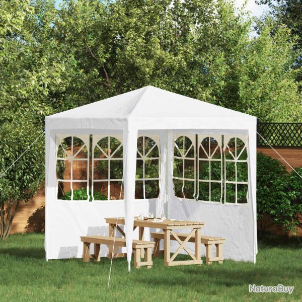 Mur de tente de f�te 2 pcs 200 x 195 cm Blanc PE et acier