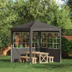 Mur de tente de f&ecirc;te 2 pcs 200 x 195 cm Anthracite PE et acier