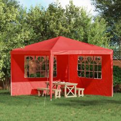 Mur de tente de f&ecirc;te 2 pcs 300 x 195 cm Rouge PE et acier