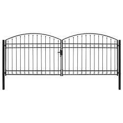 Portail de cl&ocirc;ture ASSEN &agrave; double porte avec arc en acier 400x150 cm