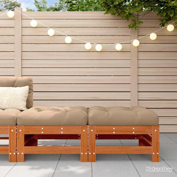 Repose-pieds de jardin Pin massif Brun Cir�