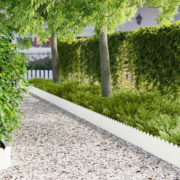 Bordure de Pelouse 30 pcs 103 x 25 cm Acier Blanc