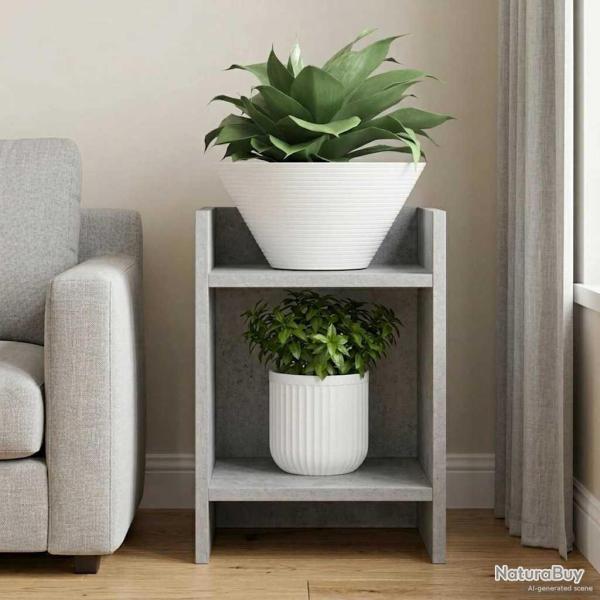 Support de Plante Gris B�ton 30 x 30 x 40 cm Bois d'ing�nierie