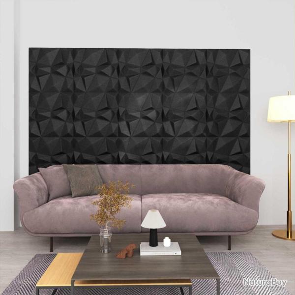 Panneaux muraux 12 pcs Noir Diamant 50 x 50 cm Mousse XPS