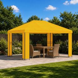 Pavillon 4 &times; 3 m Jaune Polyester et Acier 190 gsm