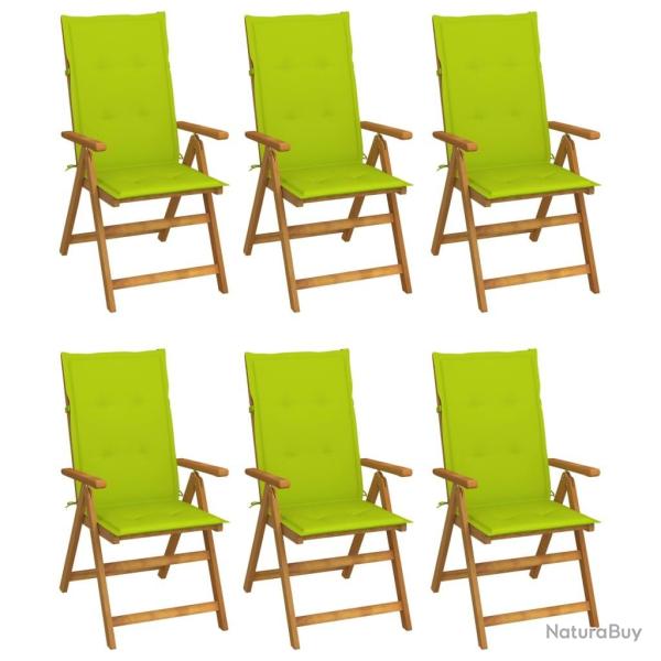 Chaises pliables de jardin lot de 6 avec coussins Bois d'acacia