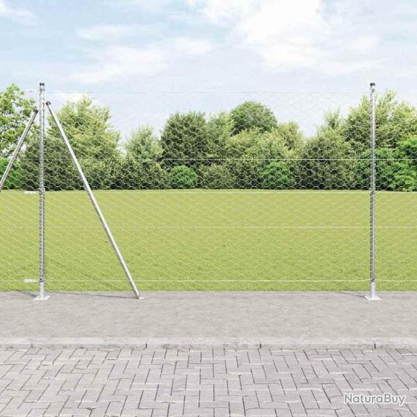 Cl�ture hexagonale avec base en b�ton 100 x 1,4 m Argent�