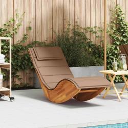 Chaise longue &agrave; bascule avec coussin en bois d'acacia massif