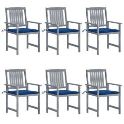 Chaises de jardin et coussins lot de 6 Bois acacia massif Gris