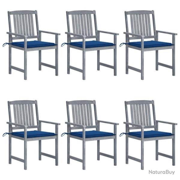 Chaises de jardin et coussins lot de 6 Bois acacia massif Gris