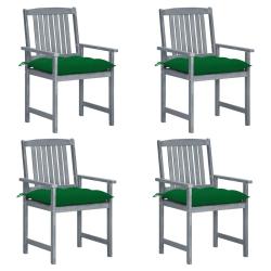 Chaises de jardin et coussins lot de 4 Gris Bois acacia massif