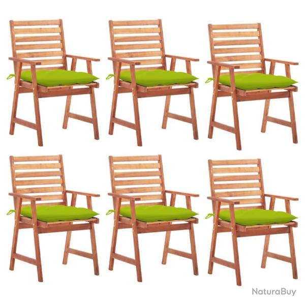 Chaises � manger d'ext�rieur lot de 6 et coussins Acacia massif