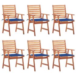 Chaises &agrave; manger d'ext&eacute;rieur lot de 6 et coussins Acacia massif
